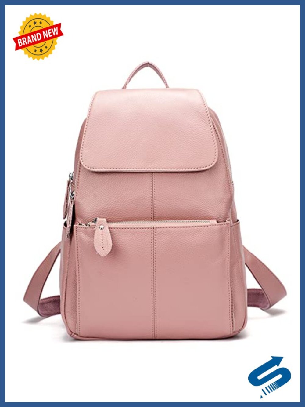 Genuine Leather Women's Backpack Adjustable Strap Fits 13in Laptop Travel